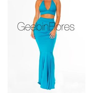 NWT Geebin Flores Jasmine Ariel Maxi 2-Piece Set